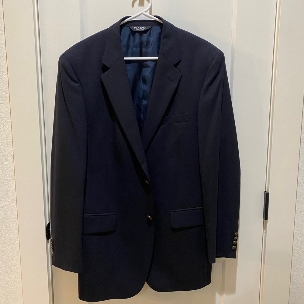 Jos. A. Bank Men's Blazer.  Dark Navy. 40R. 100% Wool. 2‎ Button Closure.